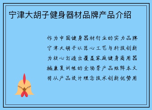 宁津大胡子健身器材品牌产品介绍